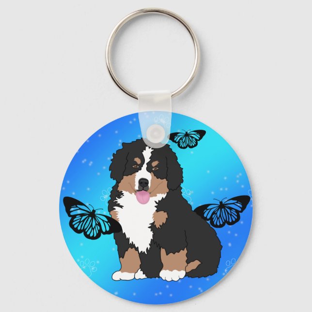 Bernese Mountain Dog Puppy Keychain (Front)