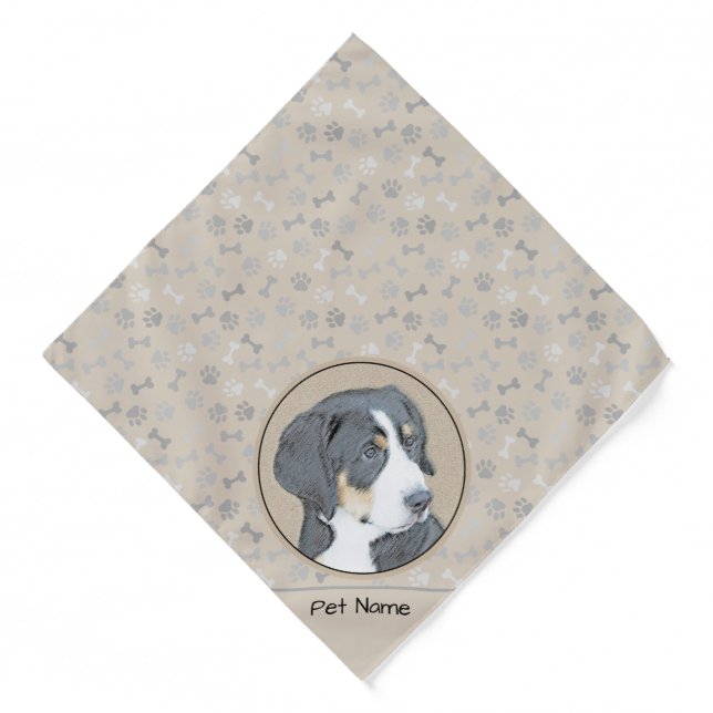 Bernese Mountain Dog Puppy Painting Cute Pet Art Bandana (Front)