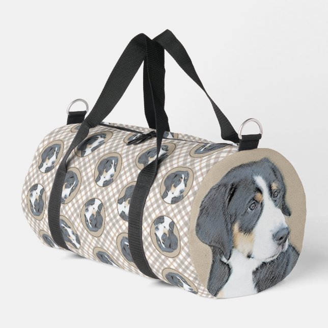 Bernese Mountain Dog Puppy Painting Cute Pet Art Duffle Bag (Left Corner)