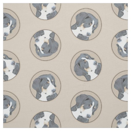Bernese Mountain Dog Puppy Painting Cute Pet Art Fabric