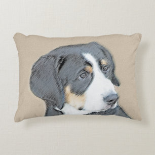 Bernese Mountain Dog Puppy Painting - Original Art Accent Pillow