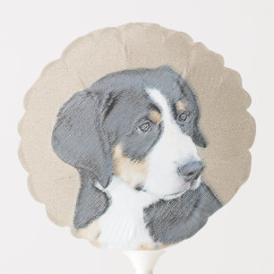 Bernese Mountain Dog Puppy Painting - Original Art Balloon