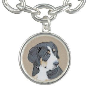 Bernese Mountain Dog Puppy Painting - Original Art Bracelet