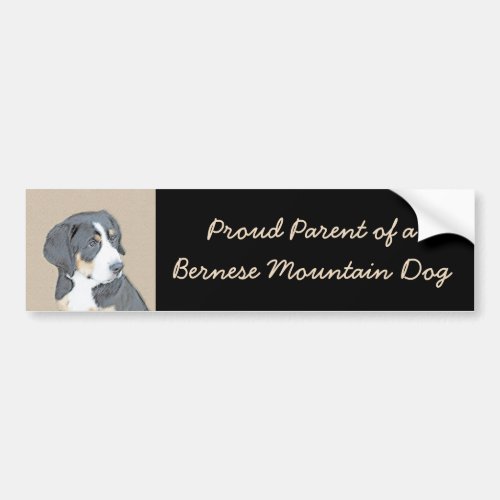 Bernese Mountain Dog Puppy Painting _ Original Art Bumper Sticker