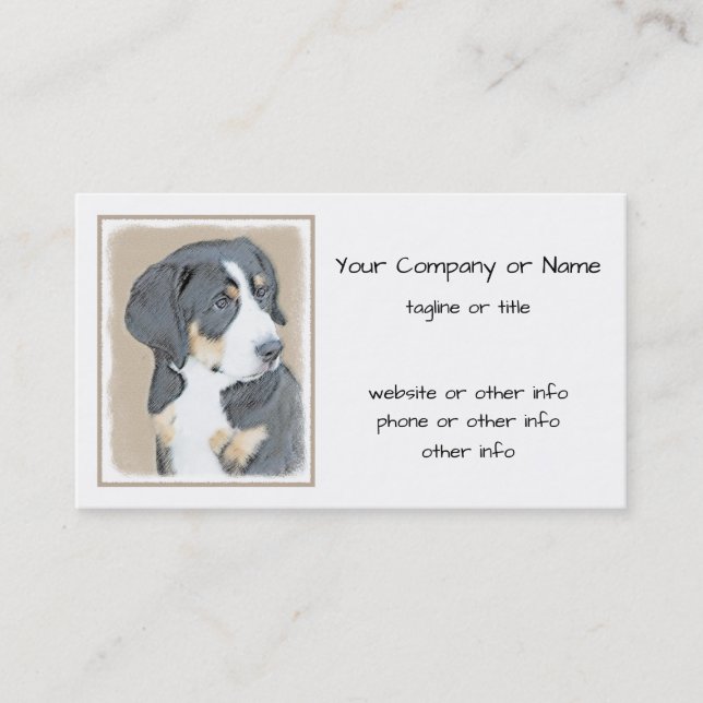 Bernese Mountain Dog Puppy Painting - Original Art Business Card (Front)
