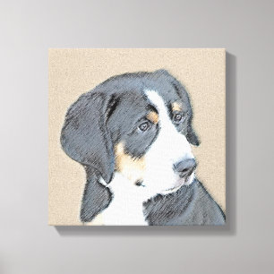 Bernese Mountain Dog Puppy Painting - Original Art Canvas Print