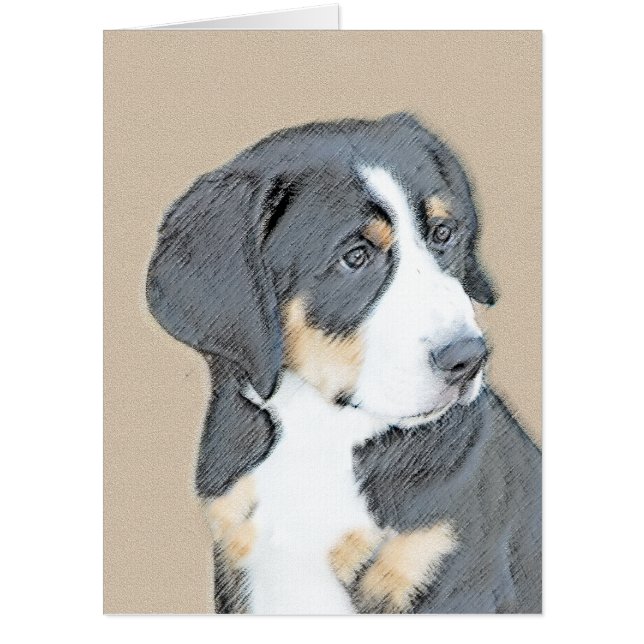 Bernese Mountain Dog Puppy Painting - Original Art Card (Front)