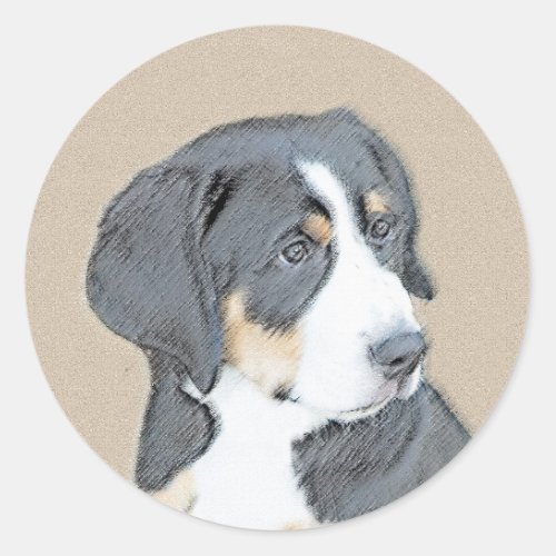 Bernese Mountain Dog Puppy Painting _ Original Art Classic Round Sticker