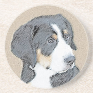 Bernese Mountain Dog Puppy Painting - Original Art Coaster