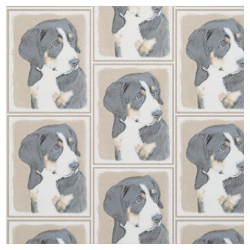 Bernese Mountain Dog Puppy Painting - Original Art Fabric