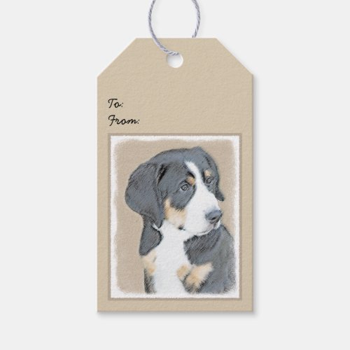 Bernese Mountain Dog Puppy Painting _ Original Art Gift Tags