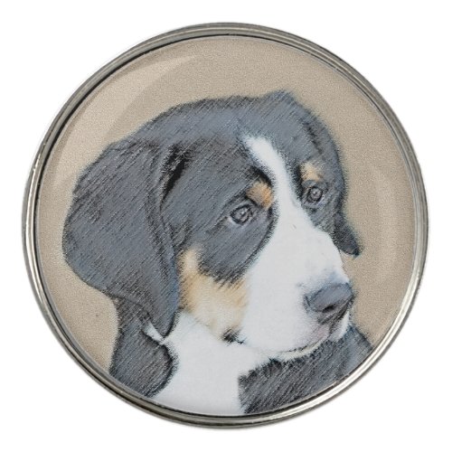 Bernese Mountain Dog Puppy Painting _ Original Art Golf Ball Marker