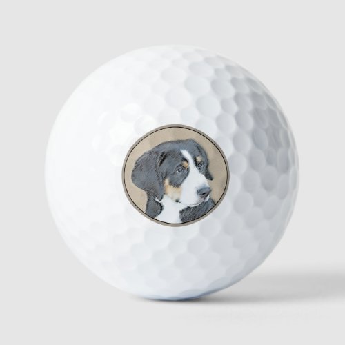 Bernese Mountain Dog Puppy Painting _ Original Art Golf Balls
