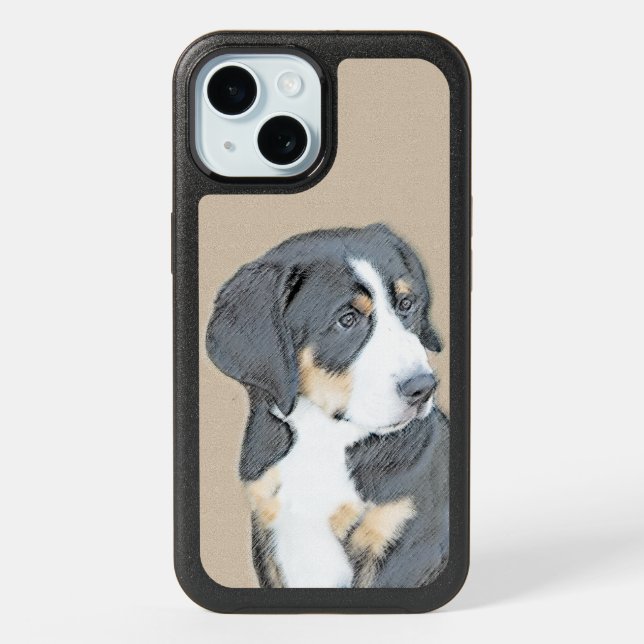 Bernese Mountain Dog Puppy Painting - Original Art iPhone 15 Case (Back)