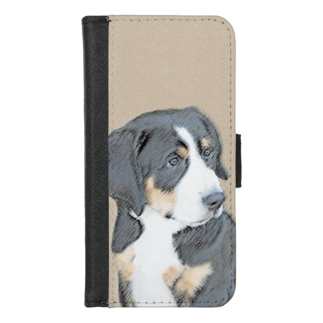 Bernese Mountain Dog Puppy Painting - Original Art iPhone Wallet Case (Front)