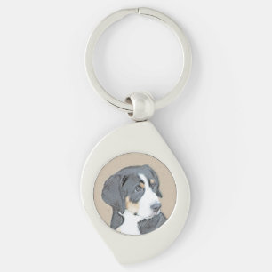 Bernese Mountain Dog Puppy Painting - Original Art Keychain