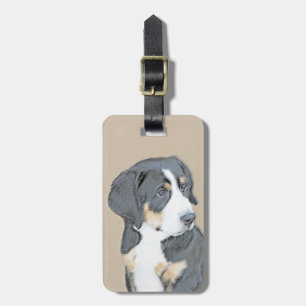 Bernese Mountain Dog Puppy Painting - Original Art Luggage Tag