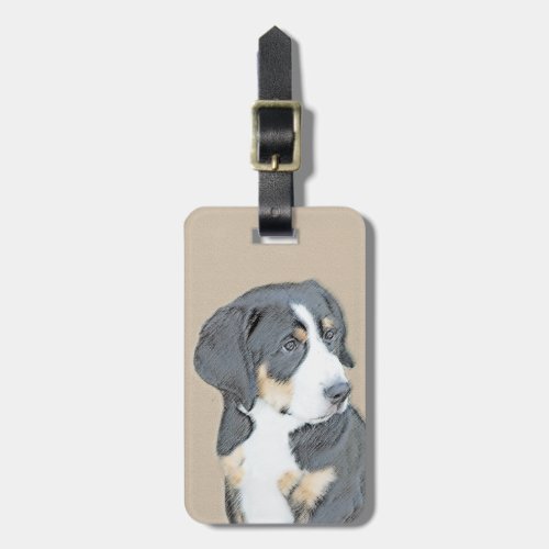 Bernese Mountain Dog Puppy Painting _ Original Art Luggage Tag