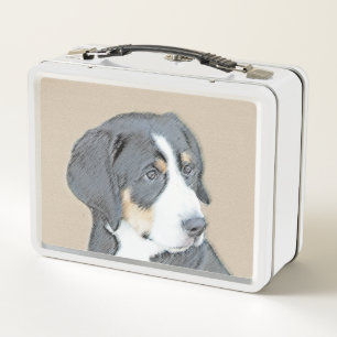 Bernese Mountain Dog Puppy Painting - Original Art Metal Lunch Box