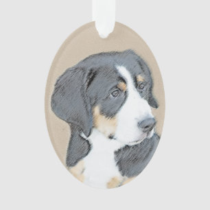 Bernese Mountain Dog Puppy Painting - Original Art Ornament