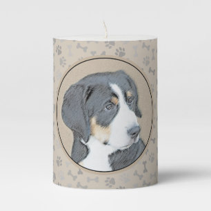 Bernese Mountain Dog Puppy Painting - Original Art Pillar Candle