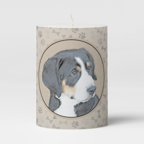Bernese Mountain Dog Puppy Painting _ Original Art Pillar Candle