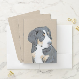 Bernese Mountain Dog Puppy Painting - Original Art Pocket Folder