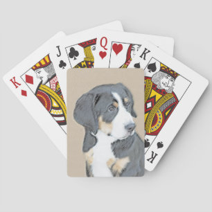 Bernese Mountain Dog Puppy Painting - Original Art Poker Cards