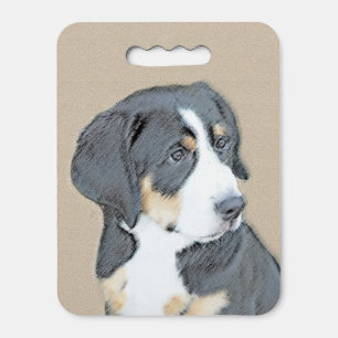 Bernese Mountain Dog Puppy Painting - Original Art Seat Cushion