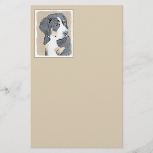 Bernese Mountain Dog Puppy Painting - Original Art Stationery (Front)