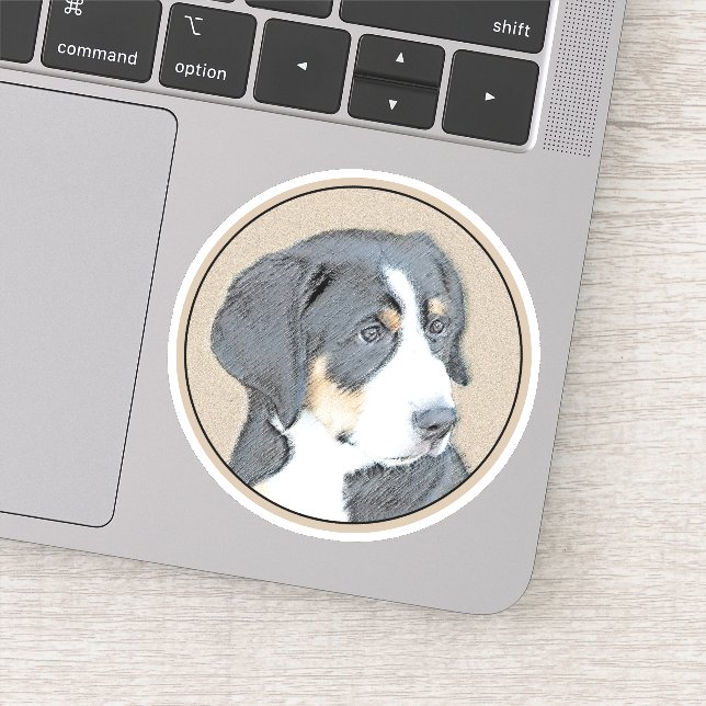 Bernese Mountain Dog Puppy Painting - Original Art Sticker (Detail)