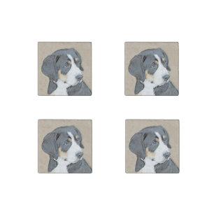 Bernese Mountain Dog Puppy Painting - Original Art Stone Magnet