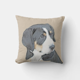 Bernese Mountain Dog Puppy Painting - Original Art Throw Pillow