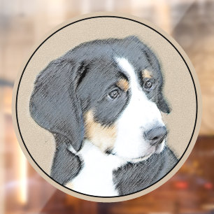 Bernese Mountain Dog Puppy Painting - Original Art Window Cling