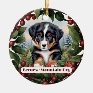 Bernese Mountain Dog Puppy Personalized  Christmas Ceramic Ornament