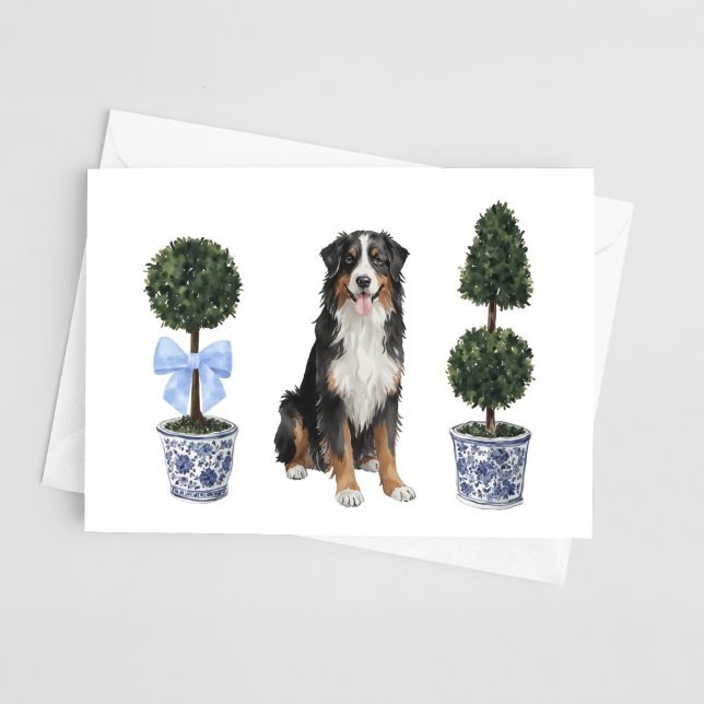 Bernese Mountain Dog Puppy Topiary Watercolor Card (Creator Uploaded)