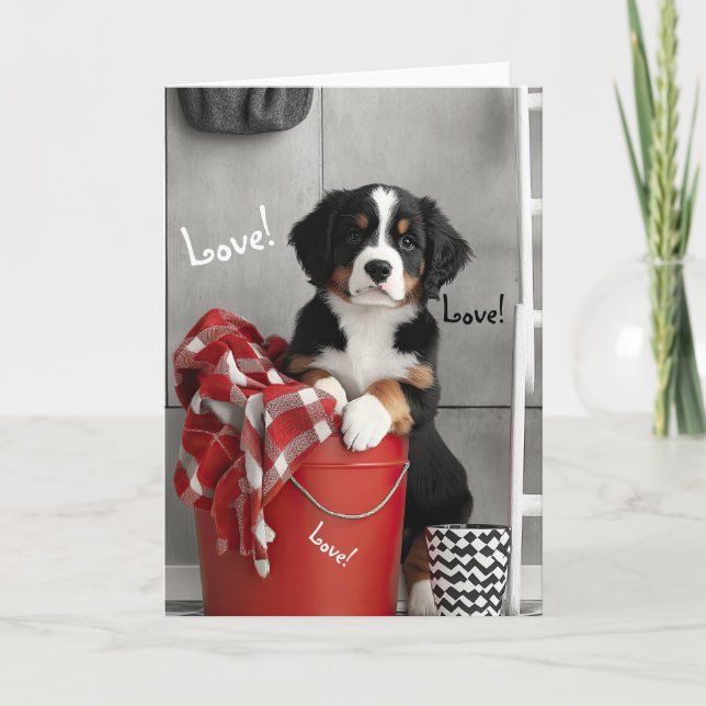 Bernese Mountain Dog Puppy Valentine Card (Front)