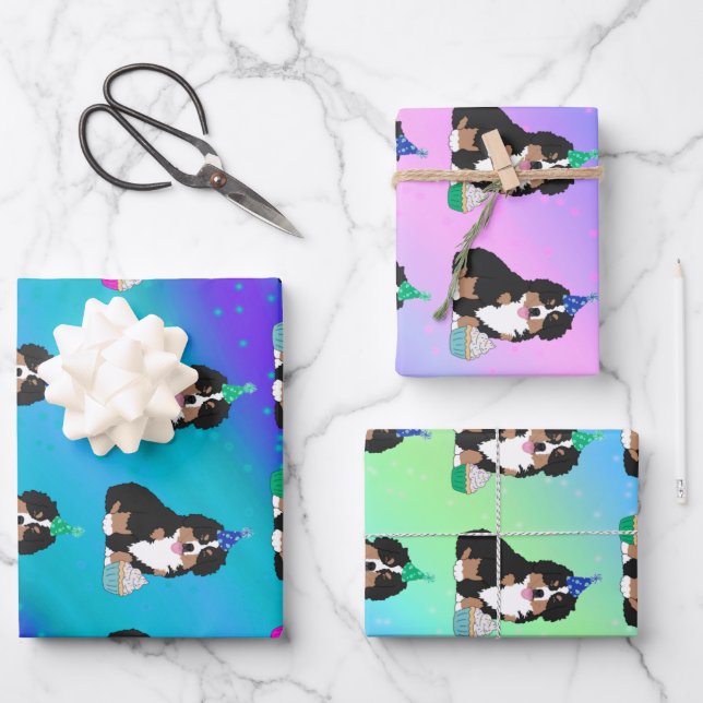Bernese Mountain Dog Puppy Wrapping Paper Sheets (Front)