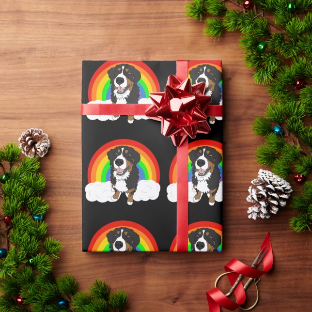 Bernese Mountain Dog Rainbow  Wrapping Paper (Holiday Gift)