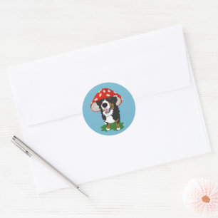 Bernese Mountain Dog Red Mushroom Cap Classic Round Sticker