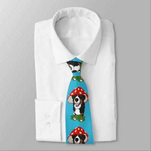 Bernese Mountain Dog Red Mushroom Cap   Neck Tie