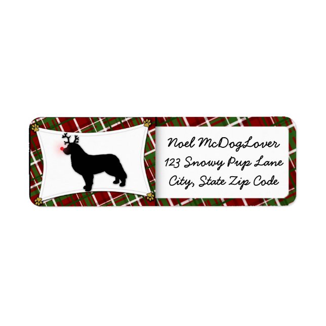Bernese Mountain Dog Reindeer Christmas Label (Front)