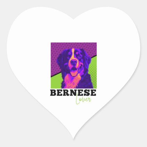 Bernese Mountain Dog _ Retro Bernese Lover Heart Sticker