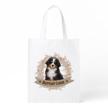 Bernese Mountain Dog Reusable Grocery Bag