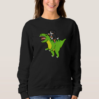 Bernese Mountain Dog Riding Rex Dinosaur Dog   Sweatshirt