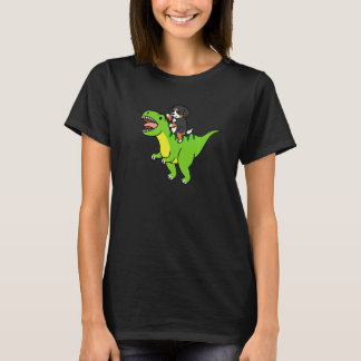 Bernese Mountain Dog Riding Rex Dinosaur Dog   T-Shirt