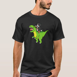 Bernese Mountain Dog Riding Rex Dinosaur Dog   T-Shirt