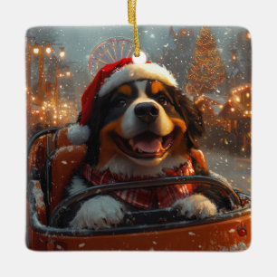 Bernese Mountain Dog Roller Coaster Christmas Ceramic Ornament