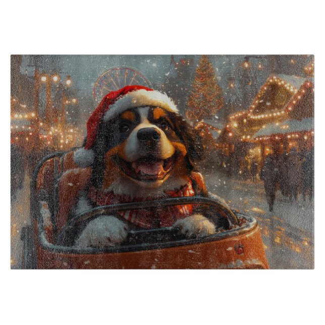Bernese Mountain Dog Roller Coaster Christmas  Cutting Board (Front)
