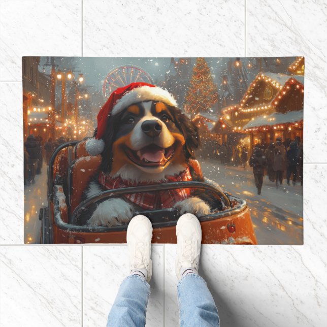 Bernese Mountain Dog Roller Coaster Christmas  Doormat (Indoor)